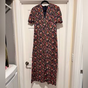 Wide leg floral jumpsuit.